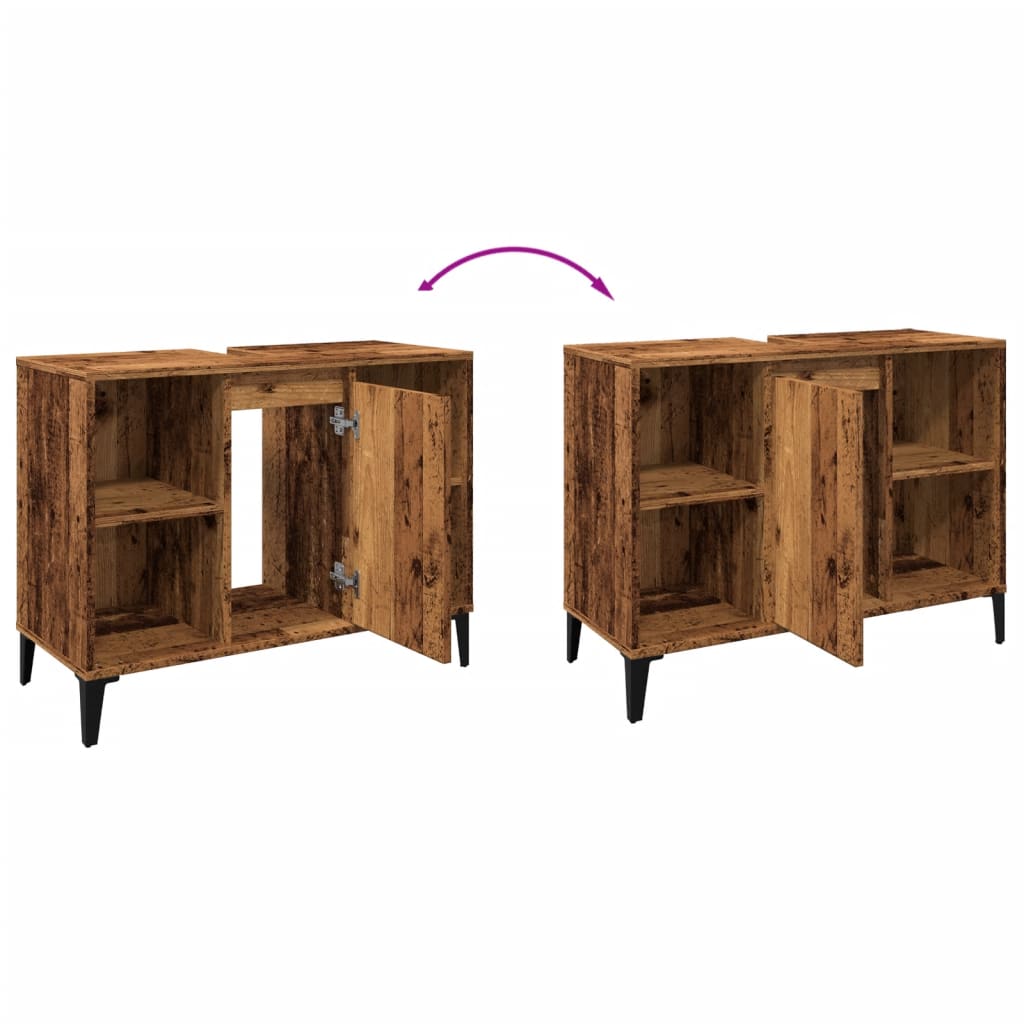vidaXL Szafka pod umywalkę, stare drewno, 80x33x60 cm