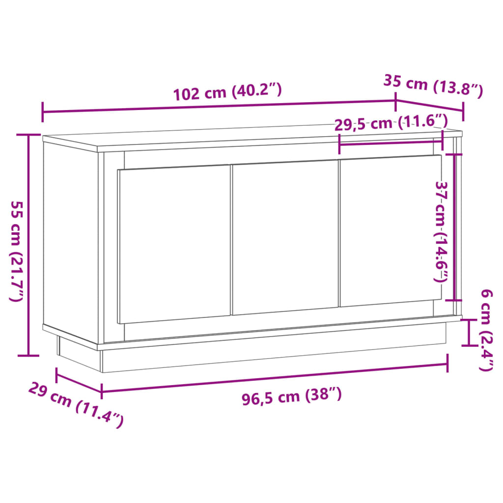 vidaXL Szafka, stare drewno, 102x35x55 cm, materiał drewnopochodny