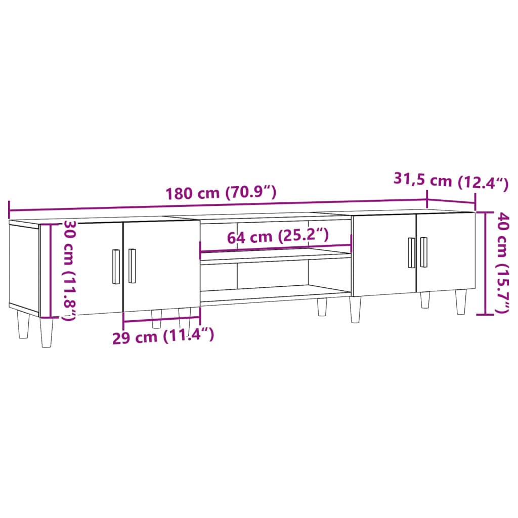 vidaXL Szafka TV, stare drewno, 180x31,5x40cm, materiał drewnopochodny