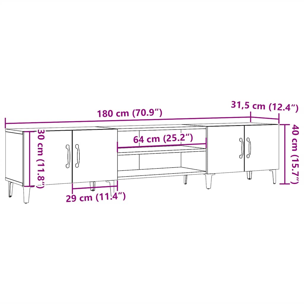vidaXL Szafka TV, stare drewno, 180x31,5x40cm, materiał drewnopochodny