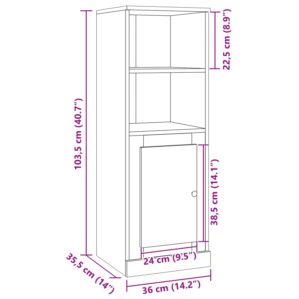 vidaXL Szafka, stare drewno, 36x35,5x103,5 cm, materiał drewnopochodny