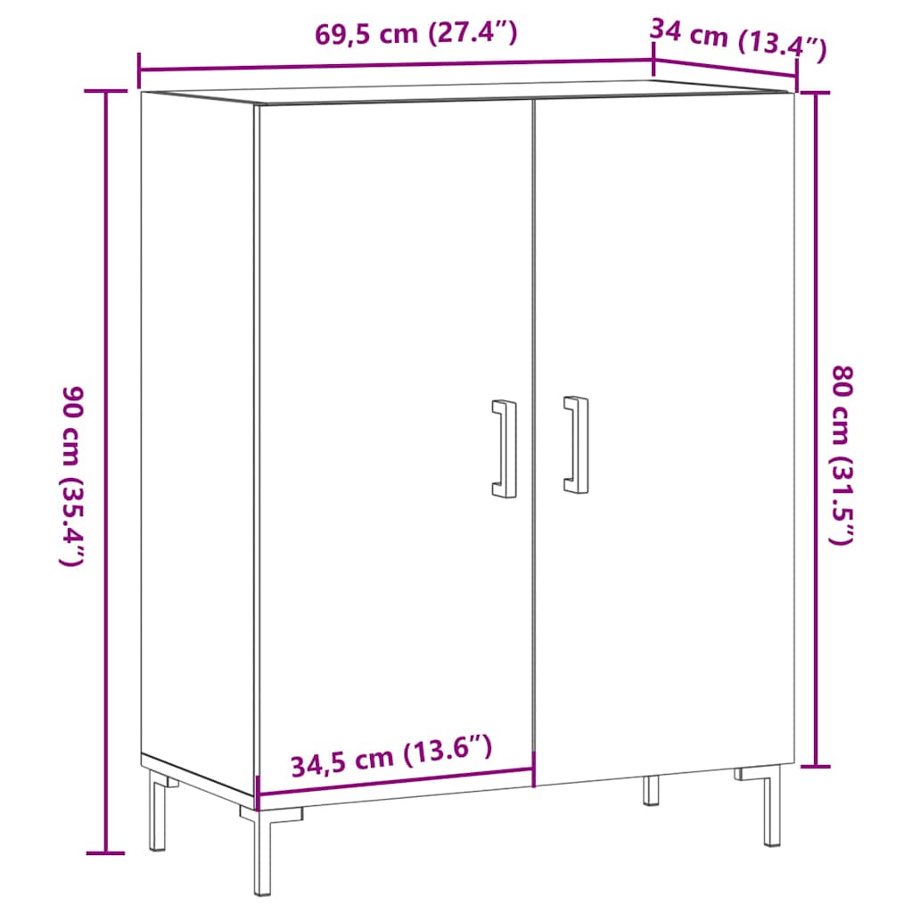 vidaXL Szafka, stare drewno, 69,5x34x90 cm, materiał drewnopochodny