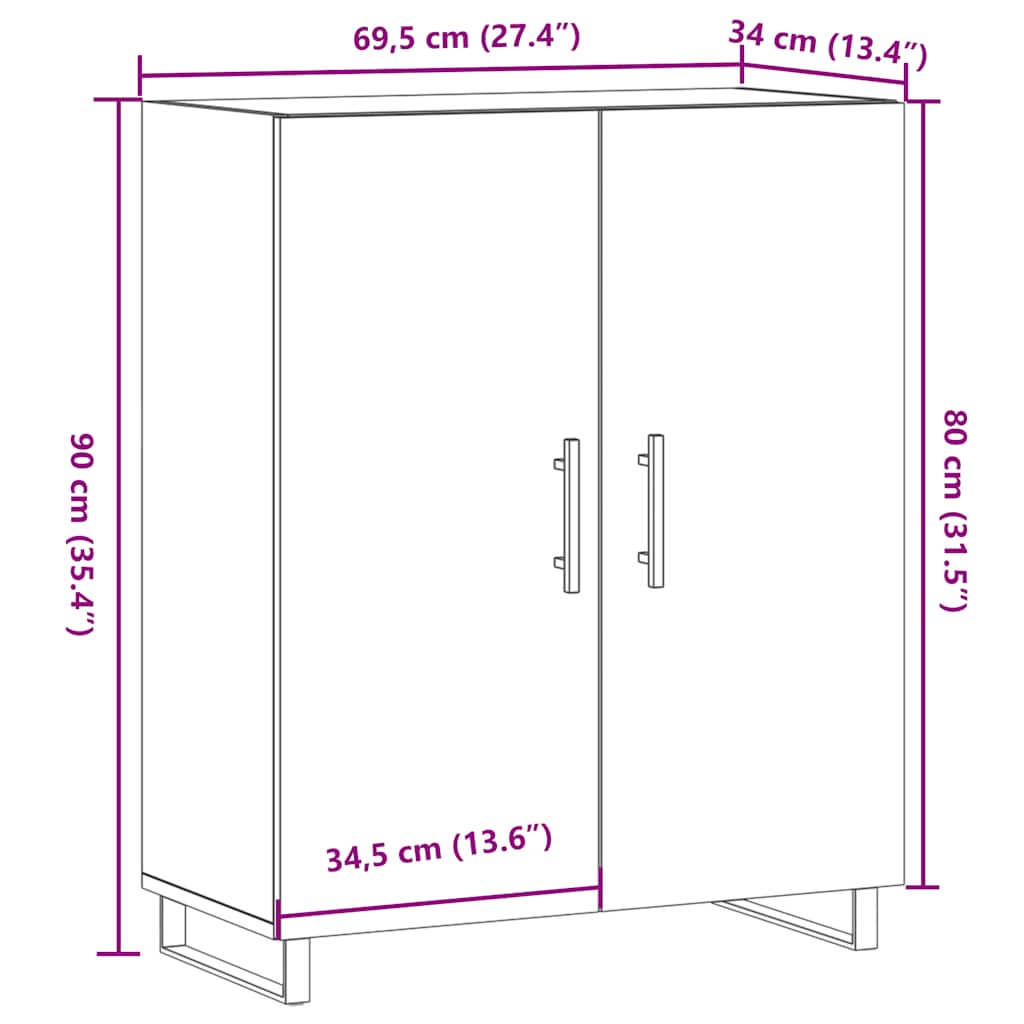 vidaXL Szafka, stare drewno, 69,5x34x90 cm, materiał drewnopochodny