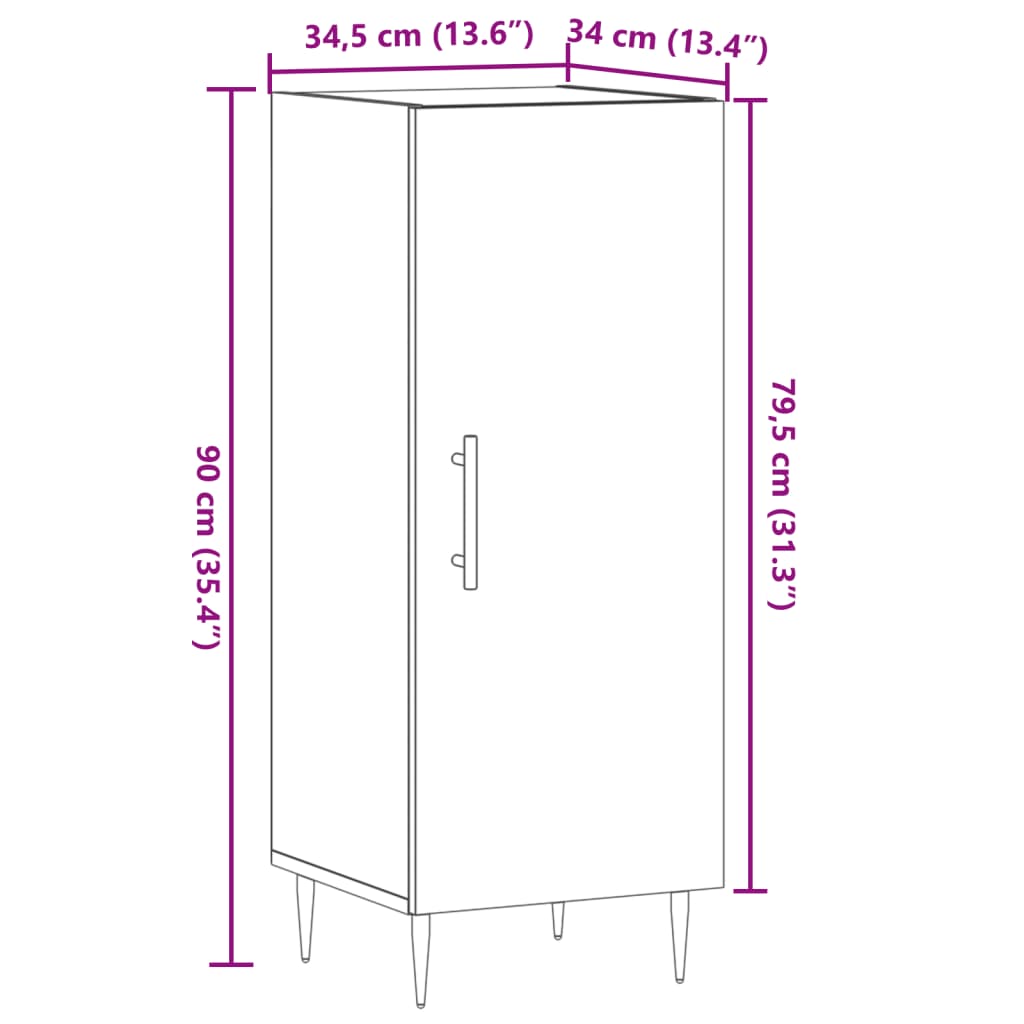 vidaXL Szafka, stare drewno, 34,5x34x90 cm, materiał drewnopochodny
