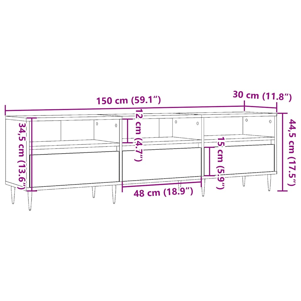vidaXL Szafka pod TV, stare drewno, 150x30x44,5 cm
