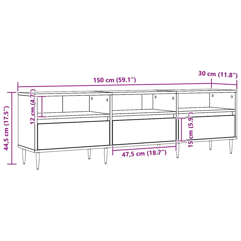 vidaXL Szafka pod TV, dąb artisan, 150x30x44,5 cm