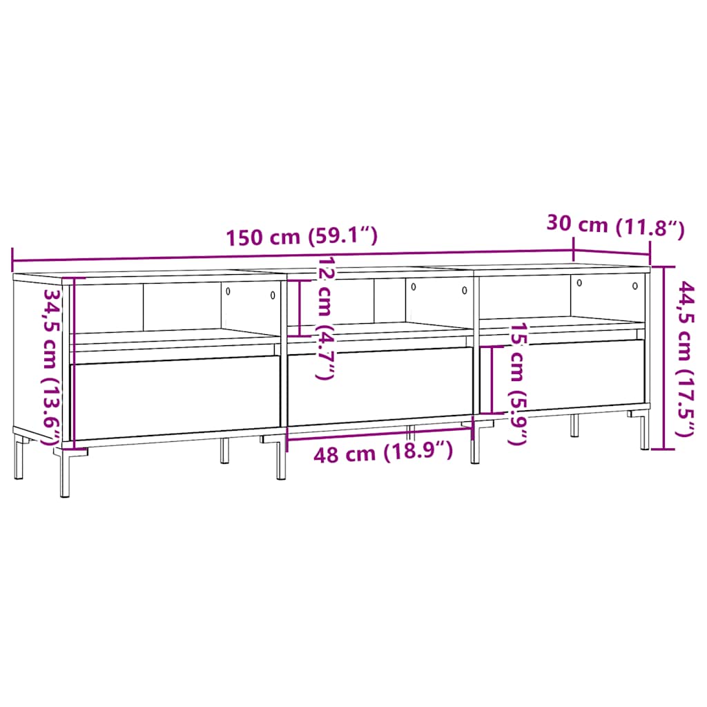 vidaXL Szafka pod TV, stare drewno, 150x30x44,5 cm