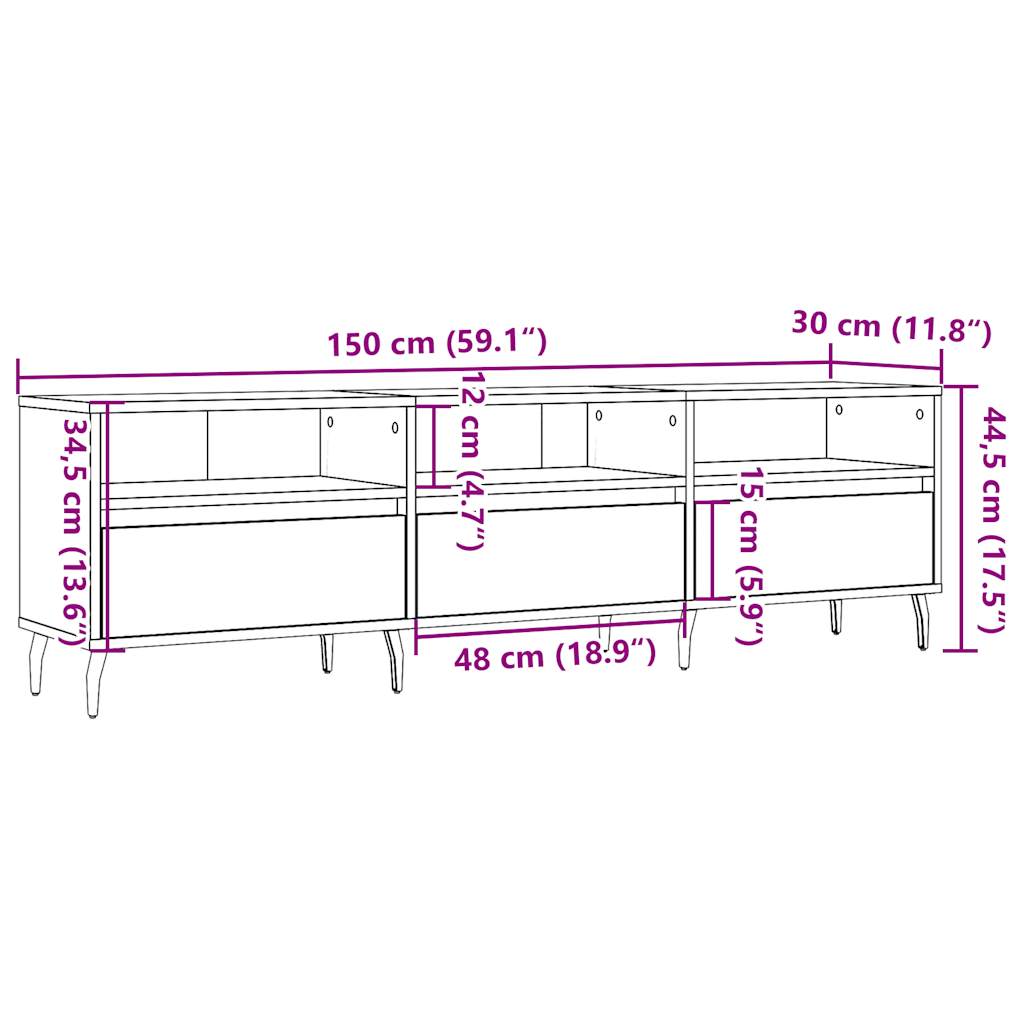 vidaXL Szafka pod TV, stare drewno, 150x30x44,5 cm