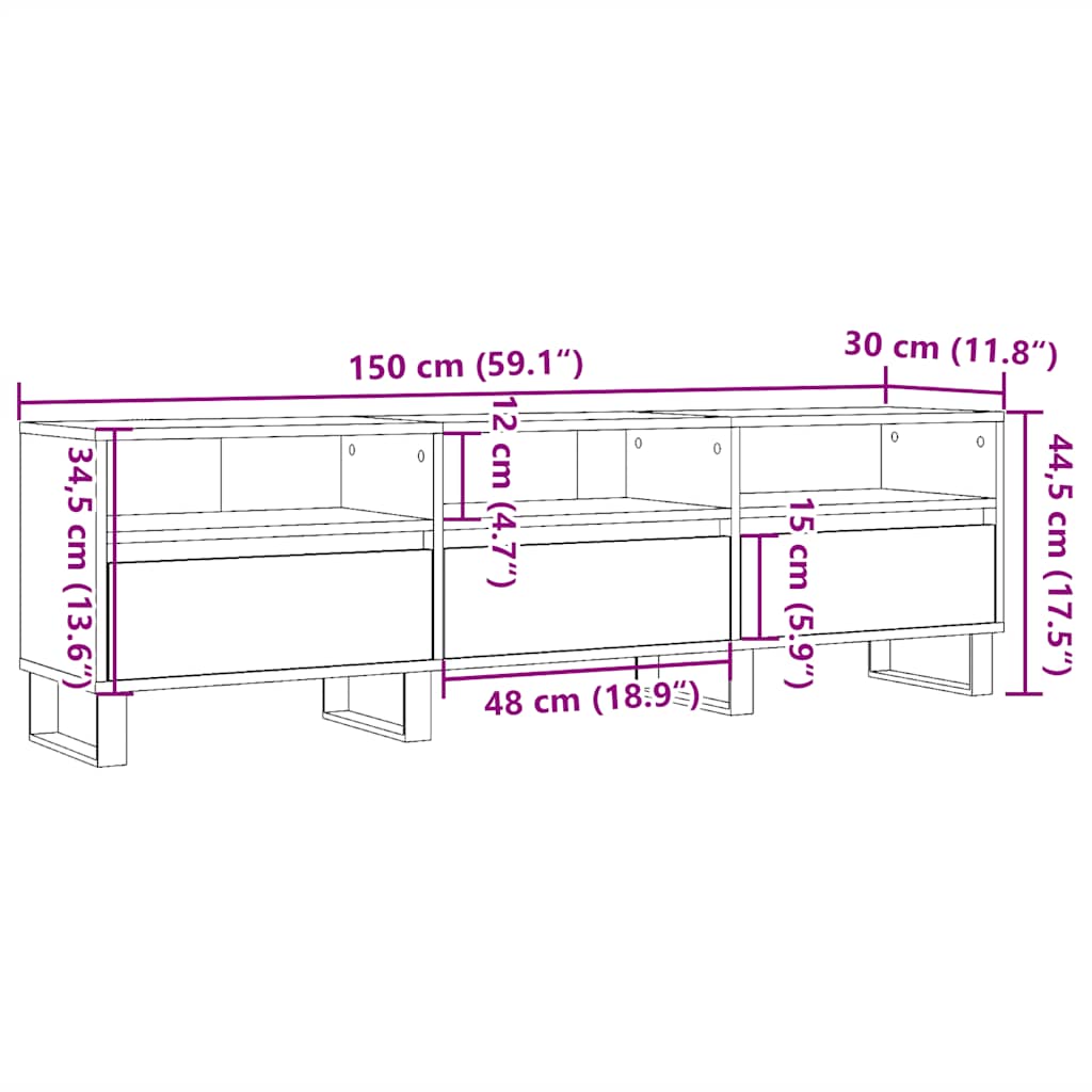 vidaXL Szafka pod TV, stare drewno, 150x30x44,5 cm