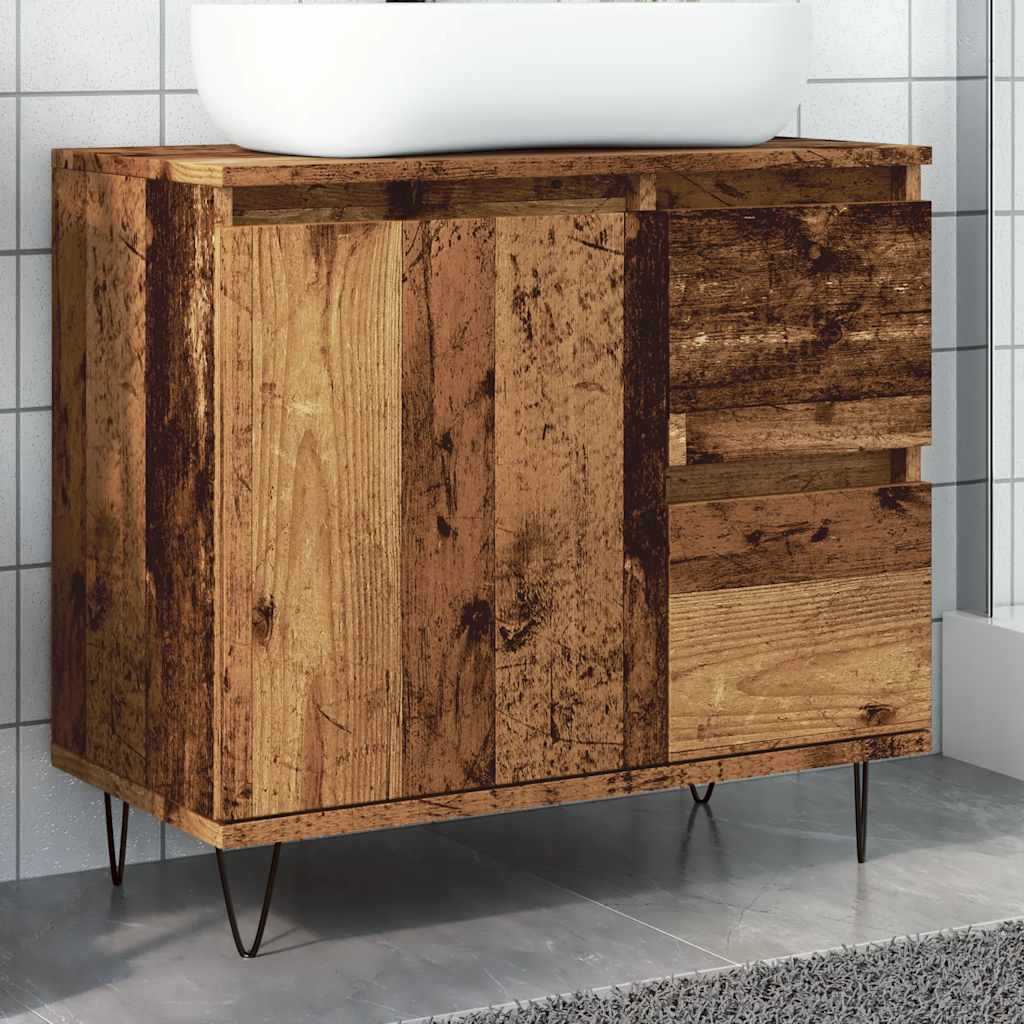 vidaXL Szafka pod umywalkę, stare drewno, 65x33x60 cm