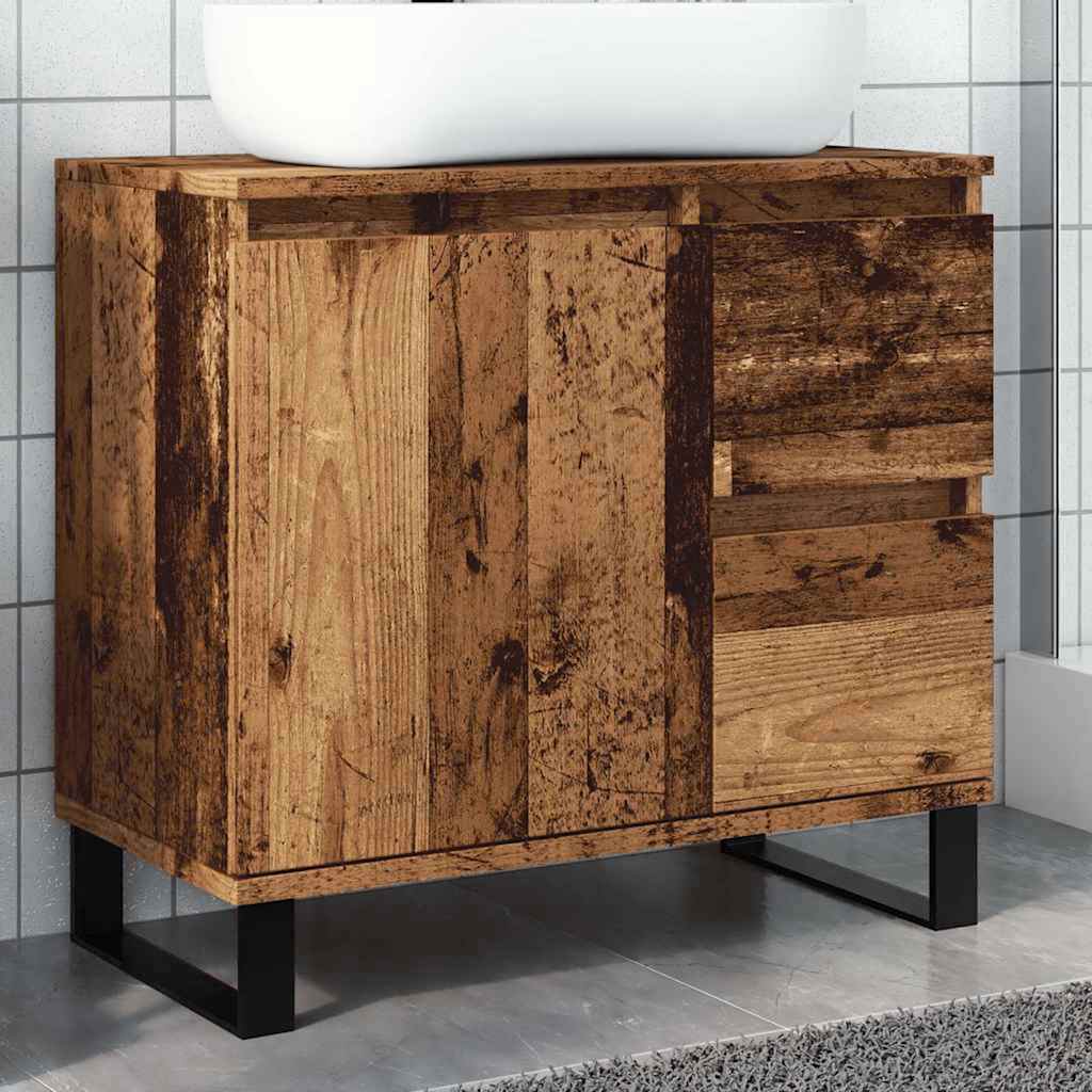 vidaXL Szafka pod umywalkę, stare drewno, 65x33x60 cm