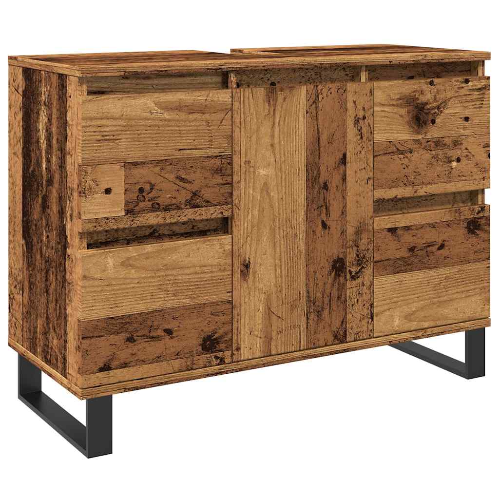 vidaXL Szafka pod umywalkę łazienkową, stare drewno, 80x33x60 cm
