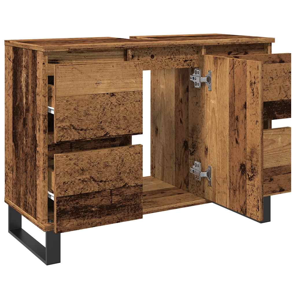 vidaXL Szafka pod umywalkę łazienkową, stare drewno, 80x33x60 cm