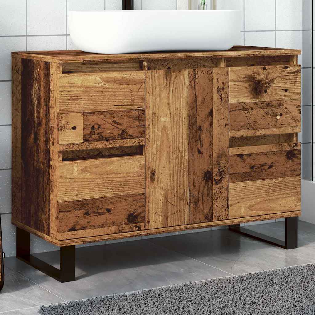 vidaXL Szafka pod umywalkę łazienkową, stare drewno, 80x33x60 cm