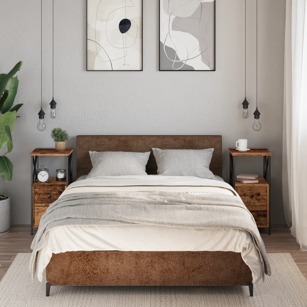 vidaXL Szafki nocne, 2 szt., stare drewno, 34x35,5x70 cm