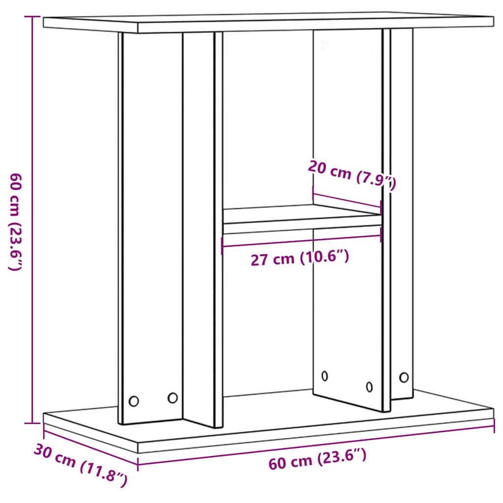 vidaXL Stojak pod akwarium Stare drewno 60x30x60 cm Drewno konstrukcyjne