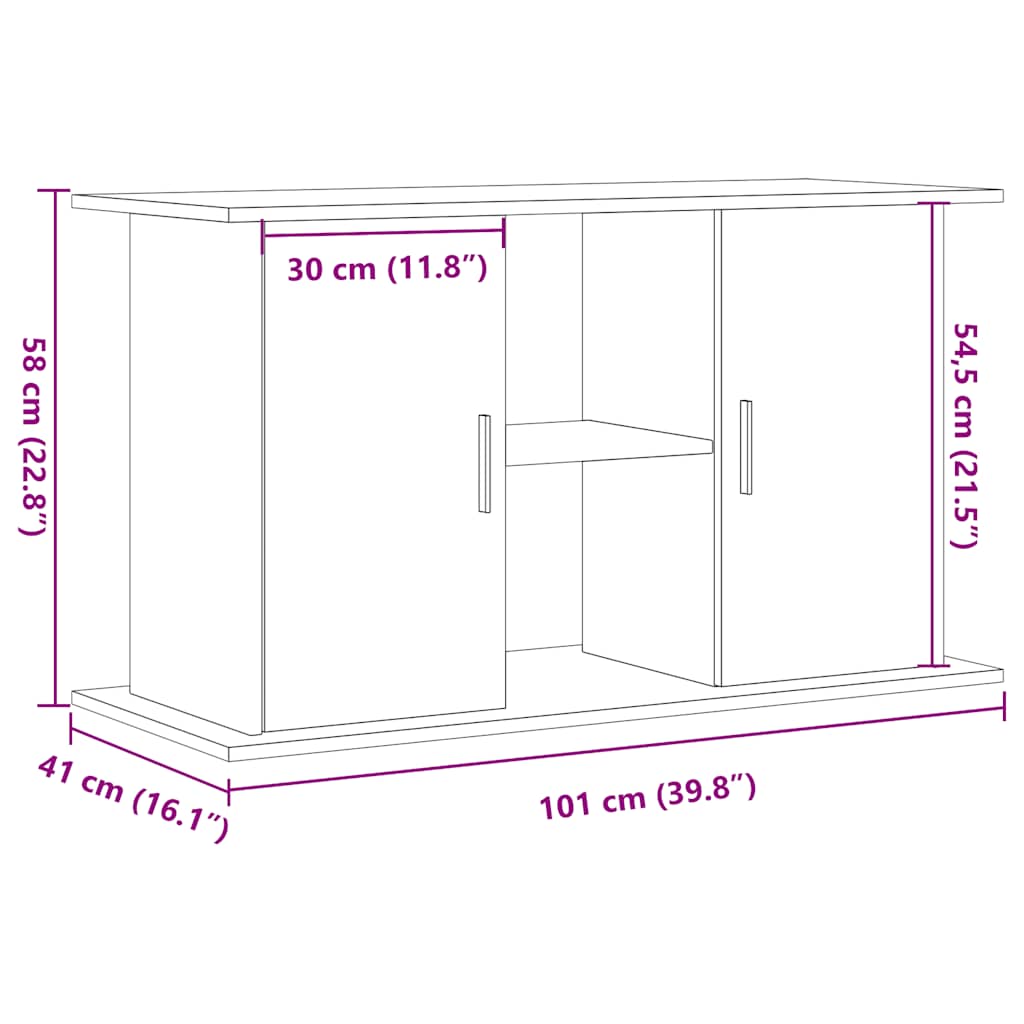 vidaXL Szafka pod akwarium, stare drewno, 101x41x58 cm