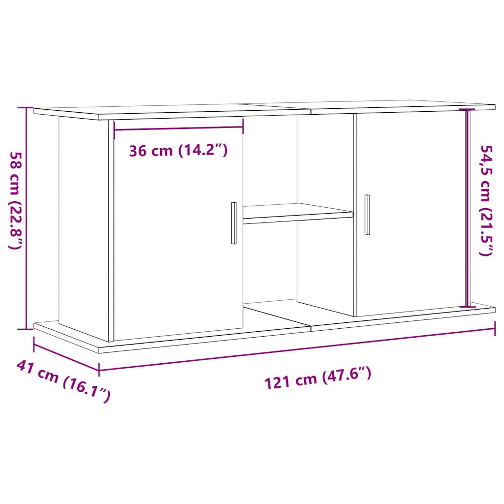 vidaXL Szafka pod akwarium, stare drewno, 121x41x58 cm