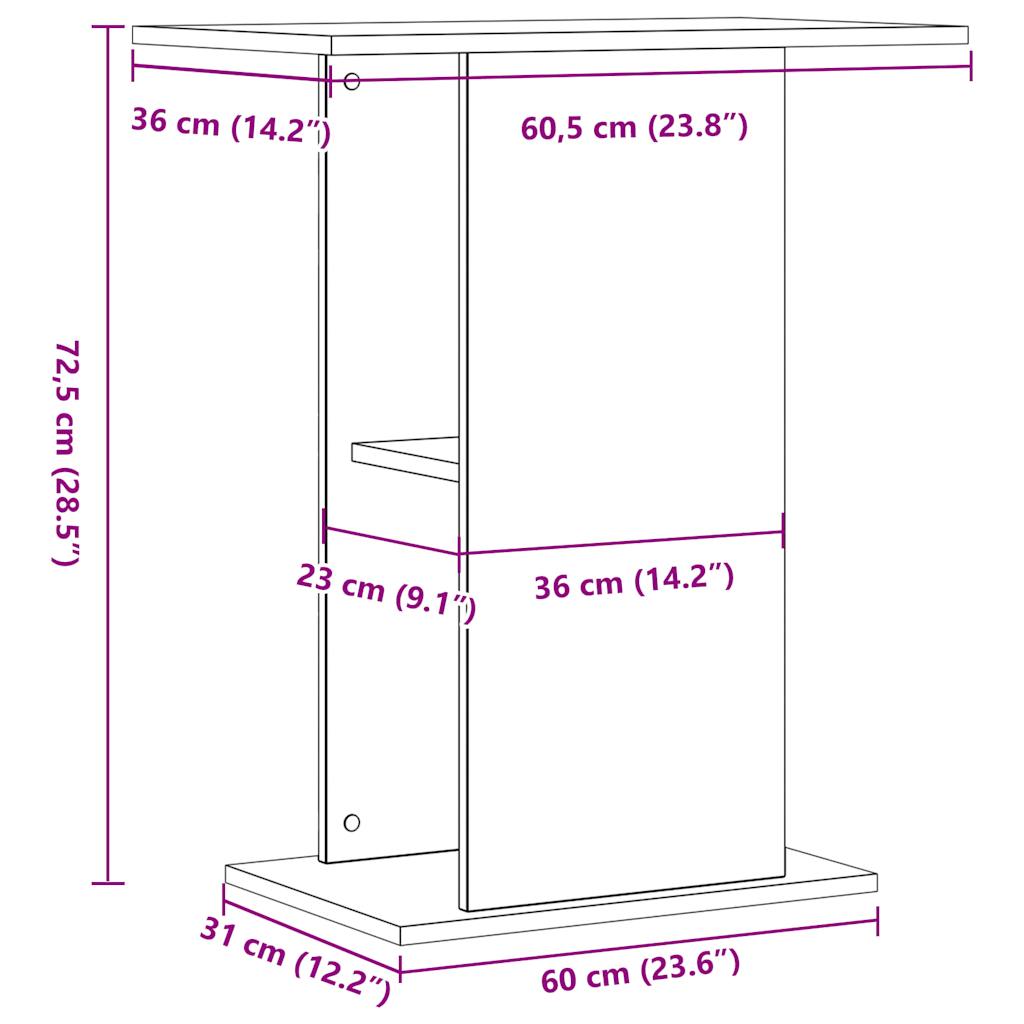 vidaXL Szafka pod akwarium, stare drewno, 36x60,5x72,5 cm