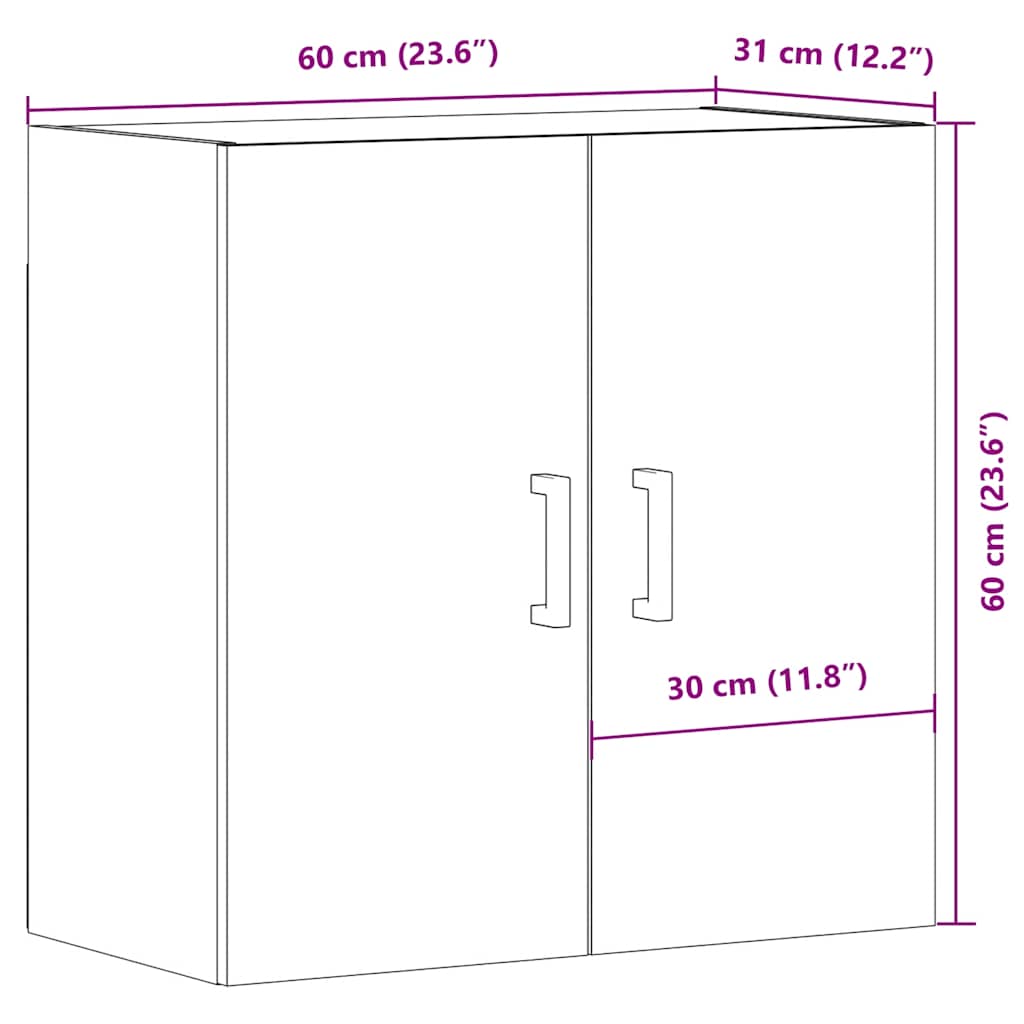 vidaXL Szafka wisząca, stare drewno, 60x31x60 cm