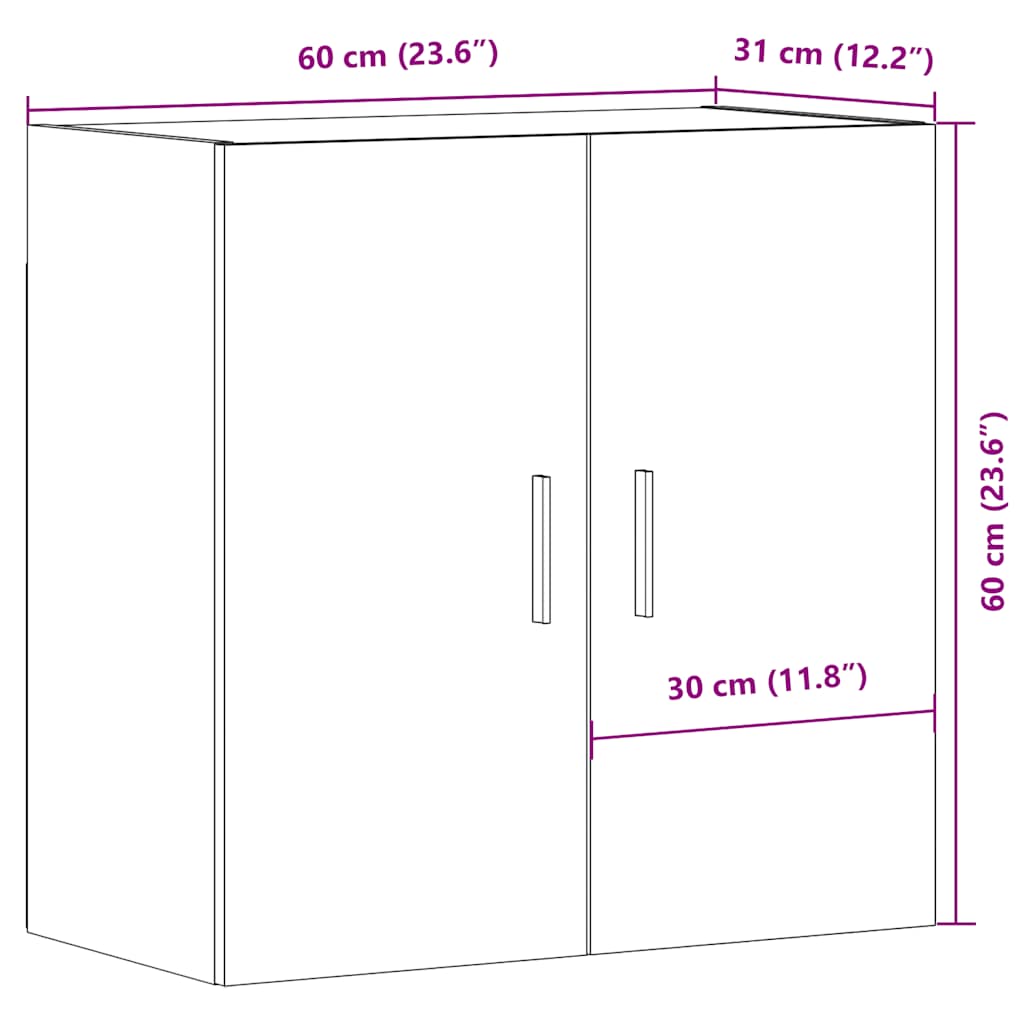 vidaXL Szafka wisząca, stare drewno, 60x31x60 cm
