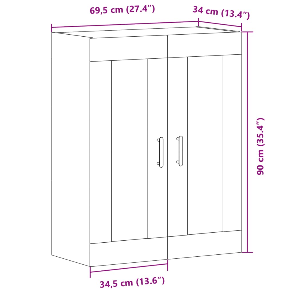 vidaXL Szafka, stare drewno, 69,5x34x90 cm, materiał drewnopochodny