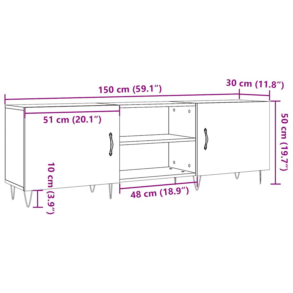 vidaXL Szafka TV, stare drewno, 150x30x50 cm, materiał drewnopochodny