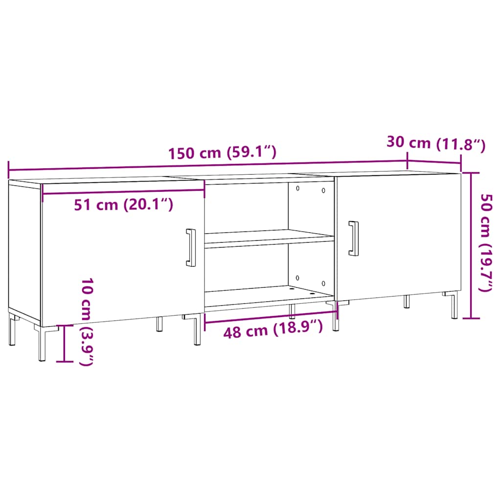 vidaXL Szafka TV, stare drewno, 150x30x50 cm, materiał drewnopochodny