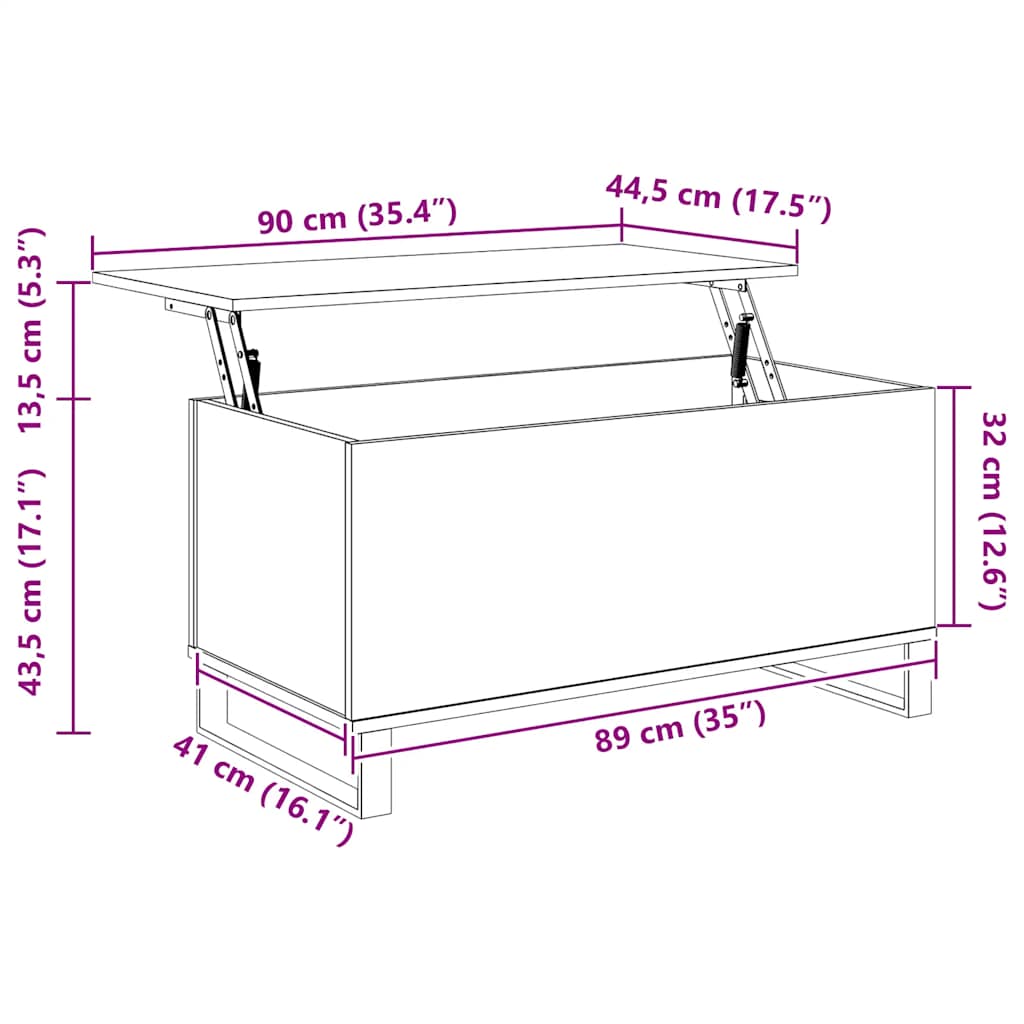 vidaXL Stolik kawowy, stare drewno, 90x44,5x45 cm