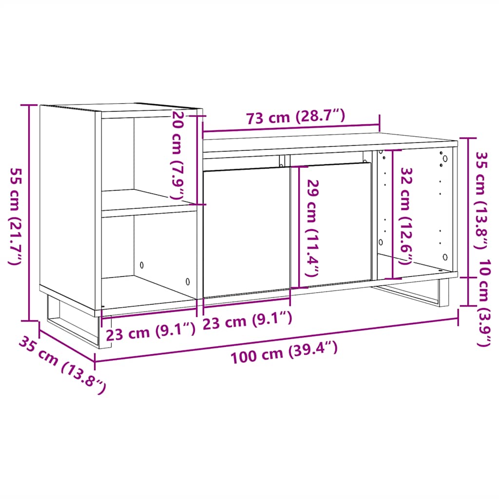 vidaXL Szafka pod TV, stare drewno, 100x35x55 cm