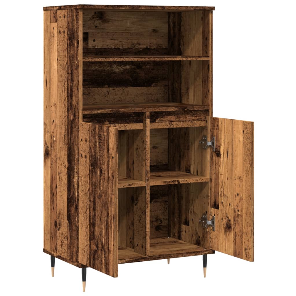 vidaXL Wysoka szafka, stare drewno, 60x36x110 cm