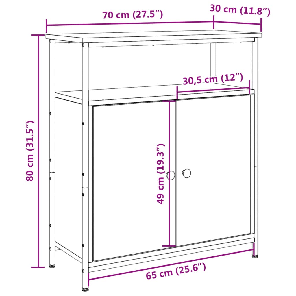 vidaXL Szafka, stare drewno, 70x30x80 cm, materiał drewnopochodny