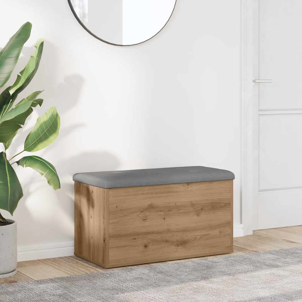 vidaXL Ławka ze schowkiem Artisan Oak 82x42x45 cm Drewno konstrukcyjne