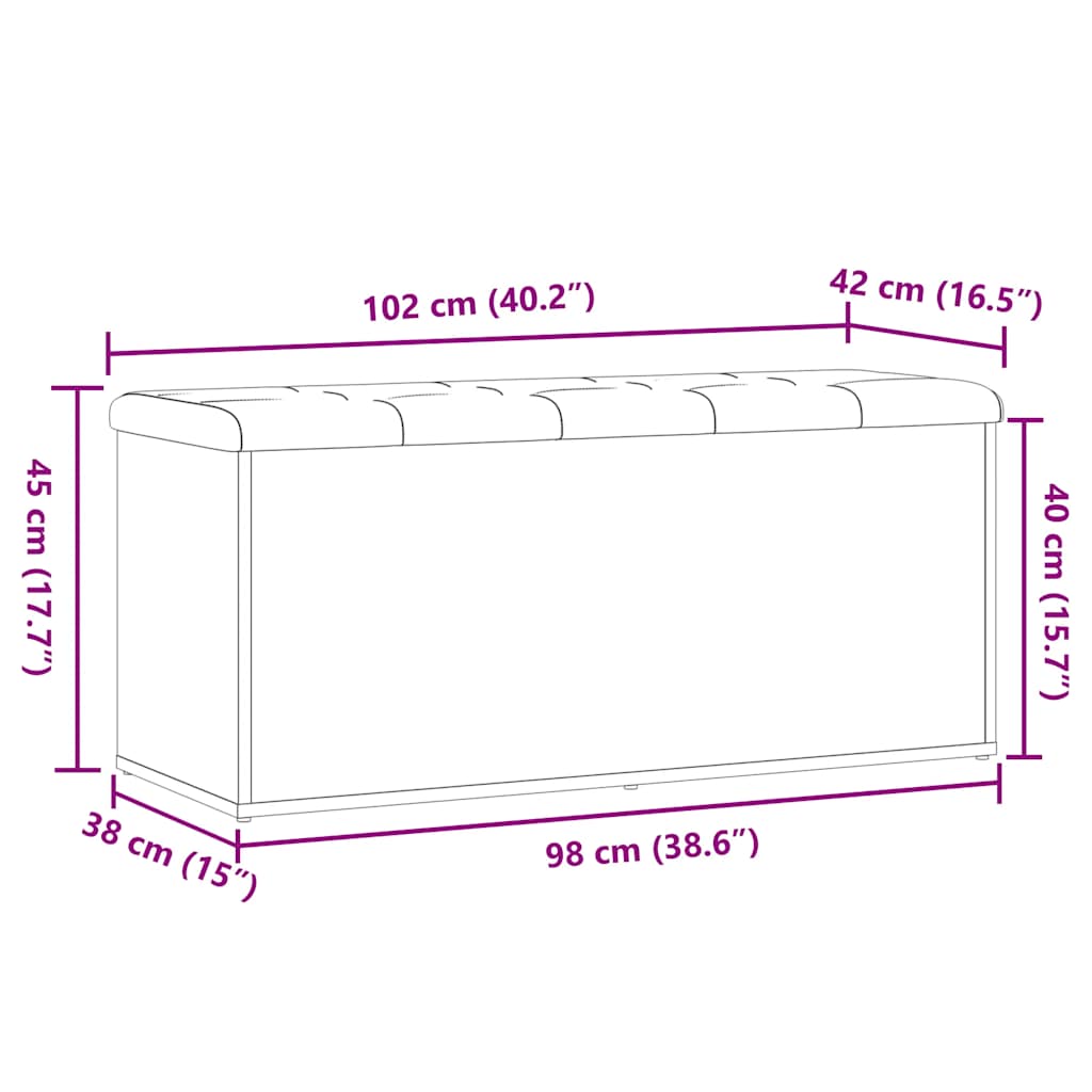 vidaXL Ławka ze schowkiem Stare drewno 102x42x45 cm Drewno klejone