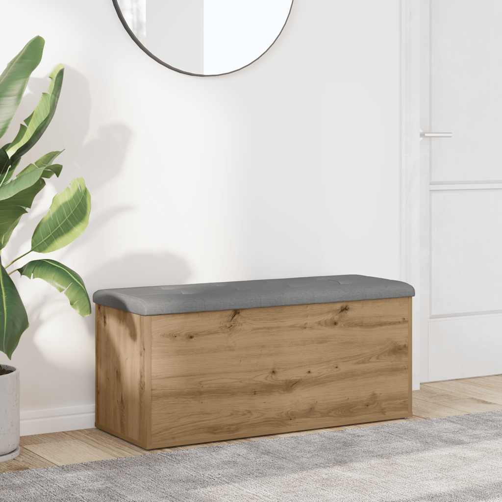 vidaXL Ławka ze schowkiem Artisan Oak 102x42x45 cm Drewno konstrukcyjne