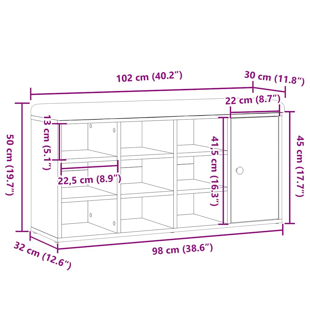 vidaXL Ławka na buty Stare drewno 102x32x50 cm Drewno klejone