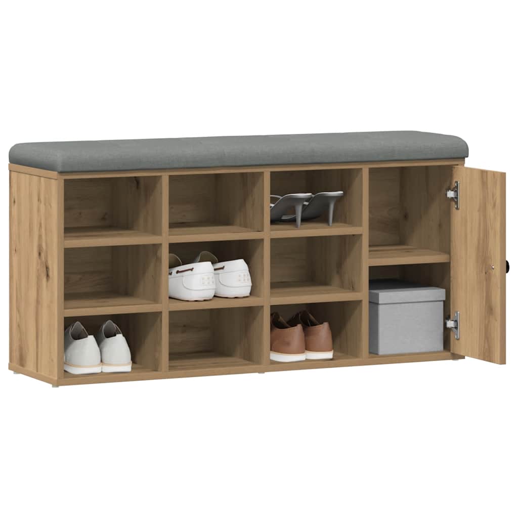 vidaXL Ławka na buty dąb artisan 102x32x50 cm Drewno klejone