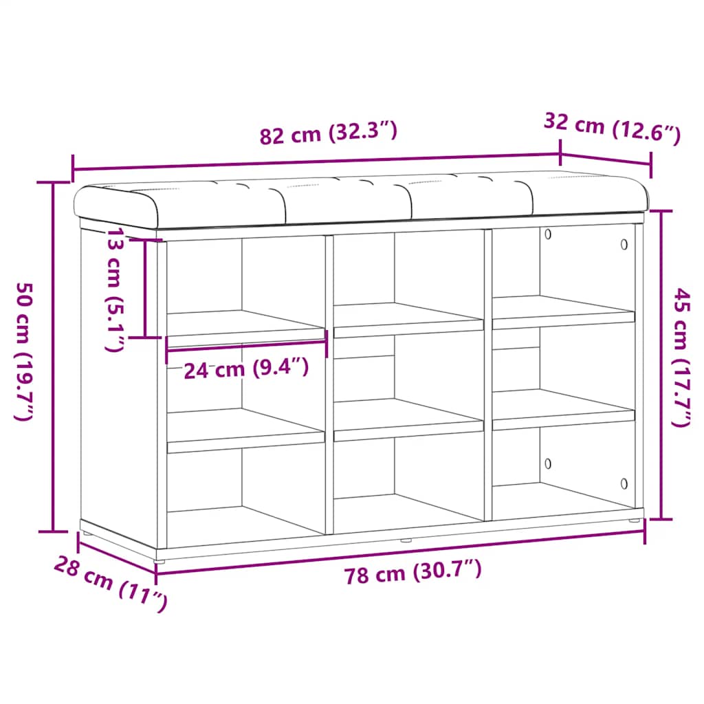 vidaXL Ławka na buty Stare drewno 82x32x50 cm Drewno klejone