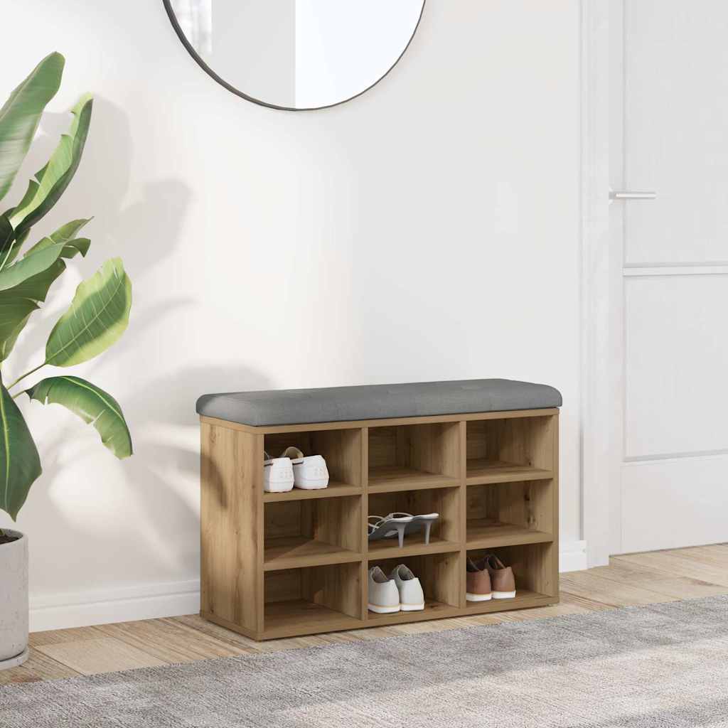 vidaXL Ławka na buty dąb artisan 82x32x50 cm Drewno klejone