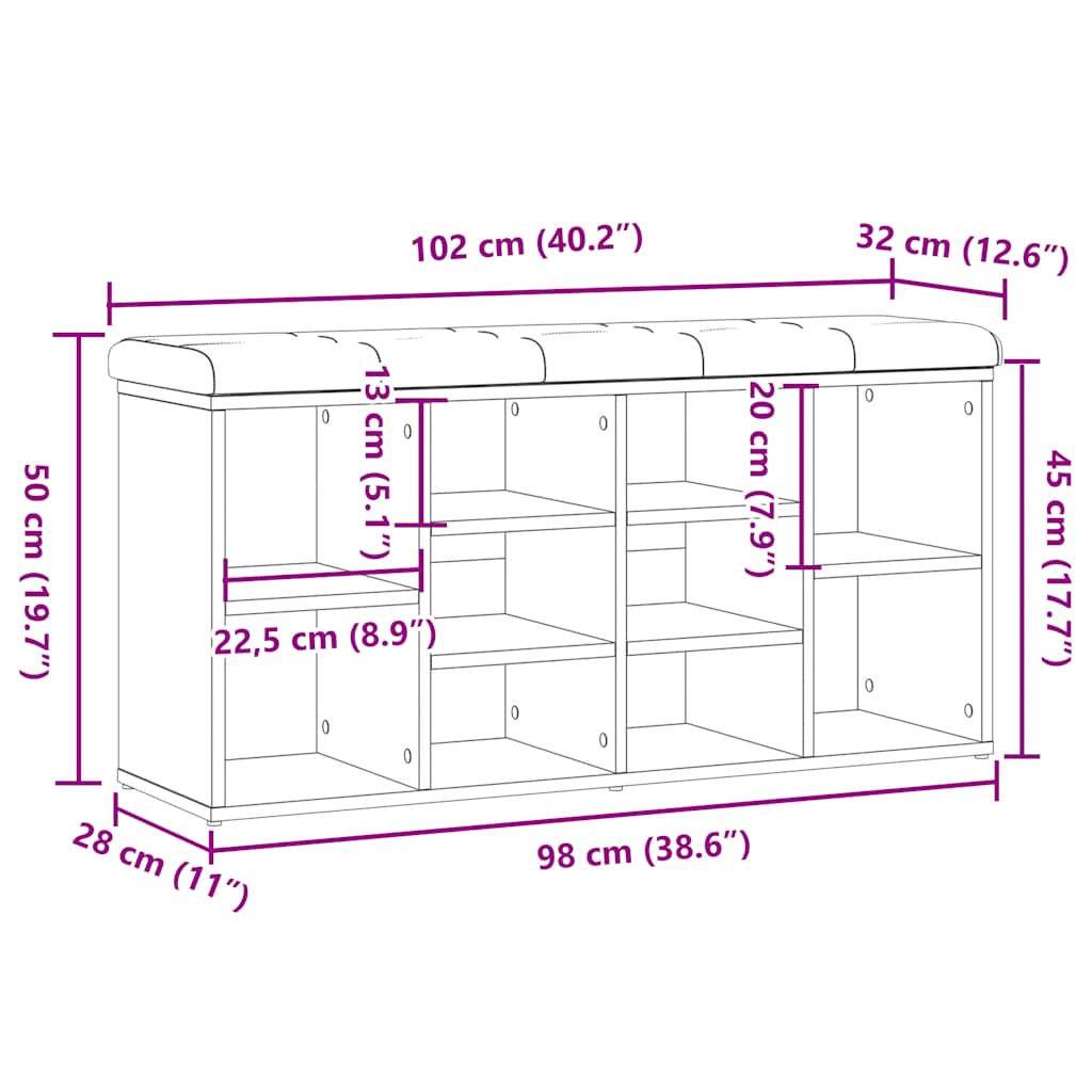 vidaXL Ławka na buty Stare drewno 102x32x50 cm Drewno klejone