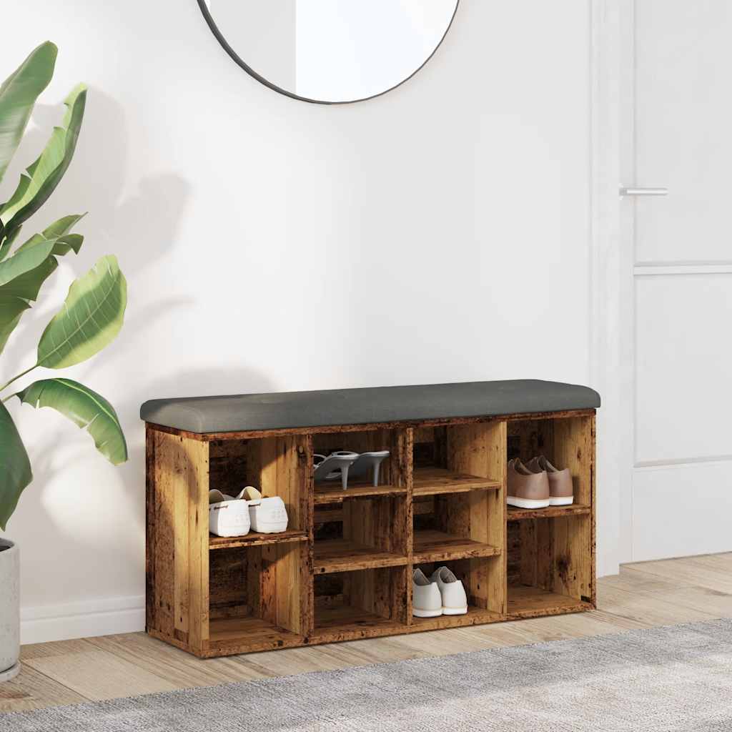 vidaXL Ławka na buty Stare drewno 102x32x50 cm Drewno klejone