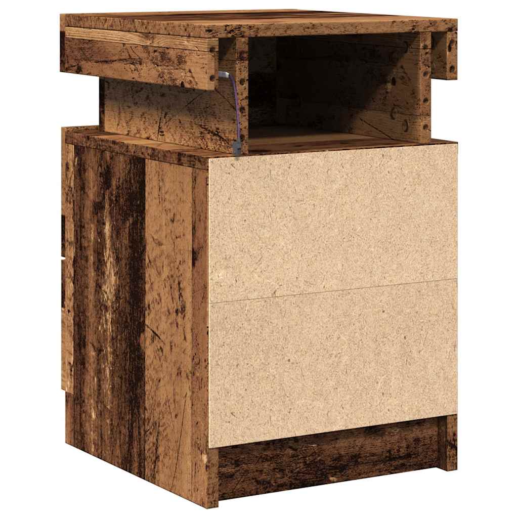vidaXL Szafka nocna z LED, stare drewno, 35x39x55 cm
