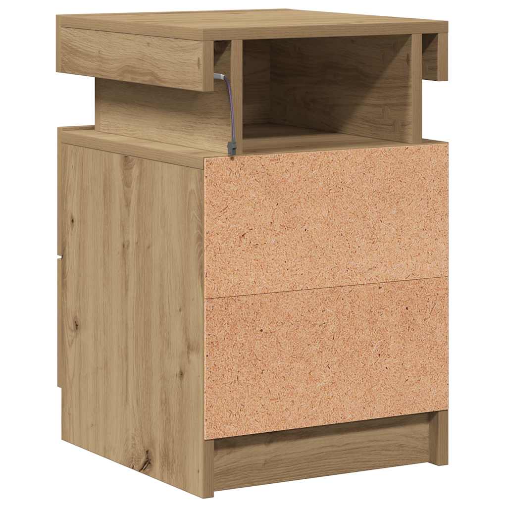 vidaXL Szafki nocne z LED, 2 szt., dąb artisian, 35x39x55 cm