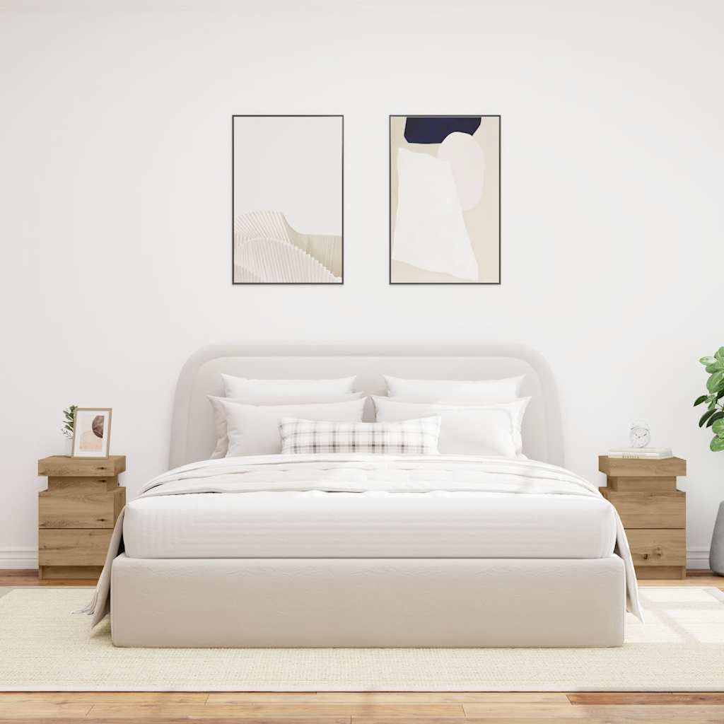 vidaXL Szafki nocne z LED, 2 szt., dąb artisian, 35x39x55 cm