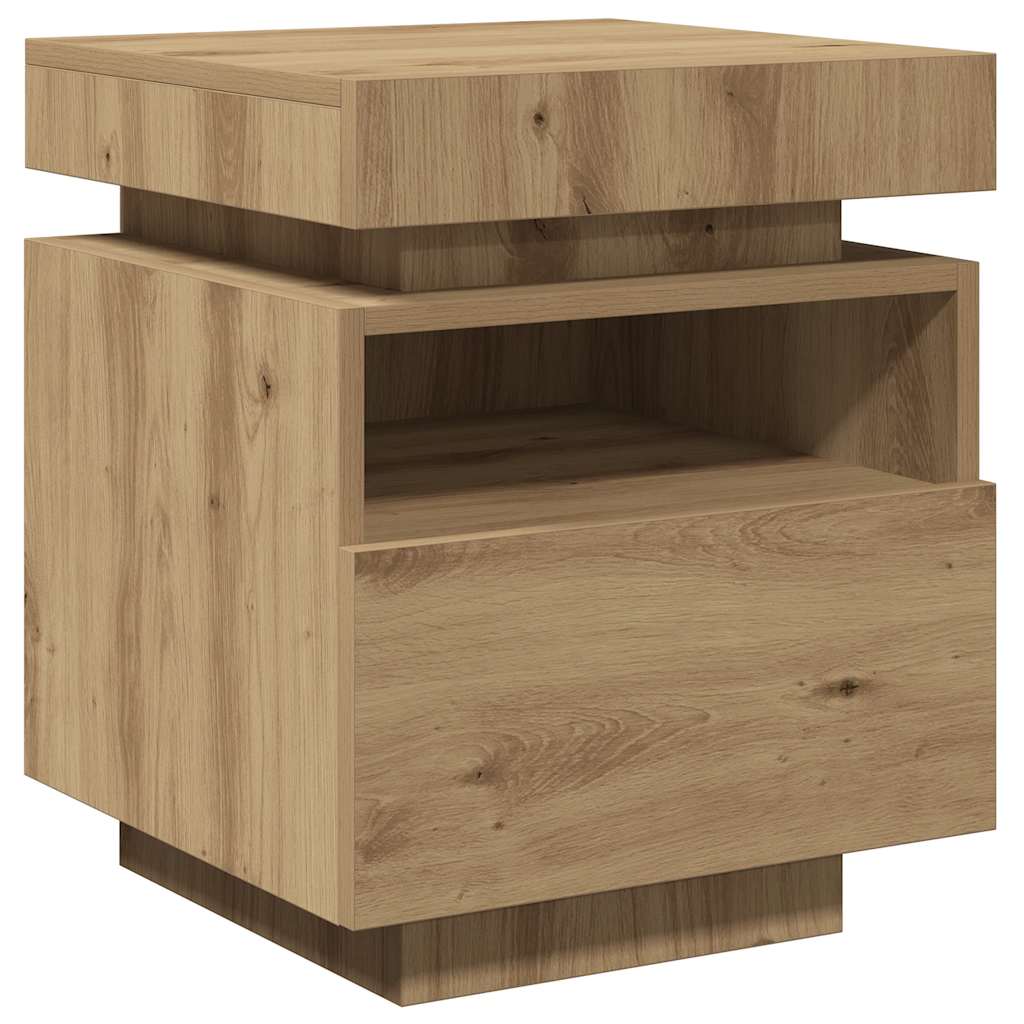 vidaXL Szafki nocne z LED, 2 szt., dąb artisan, 40x39x48,5 cm