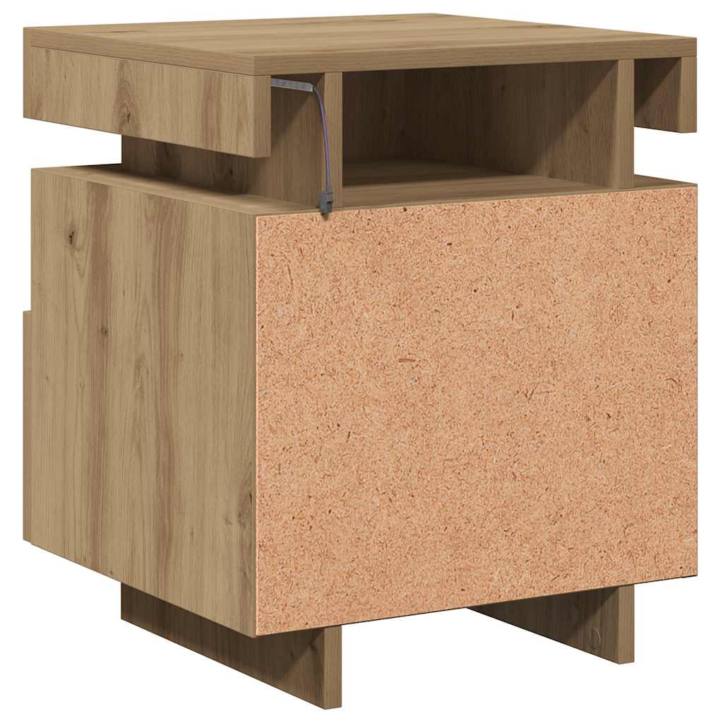 vidaXL Szafki nocne z LED, 2 szt., dąb artisan, 40x39x48,5 cm