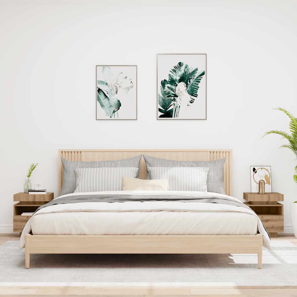 vidaXL Szafki nocne z LED, 2 szt., dąb artisan, 40x39x48,5 cm