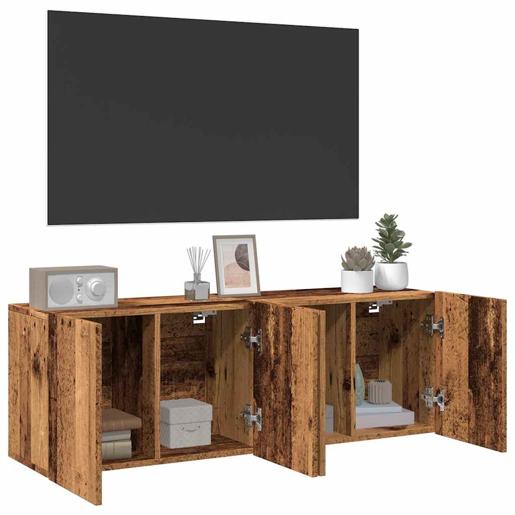 vidaXL Ścienne szafki TV, 2 szt., stare drewno, 60x30x41 cm
