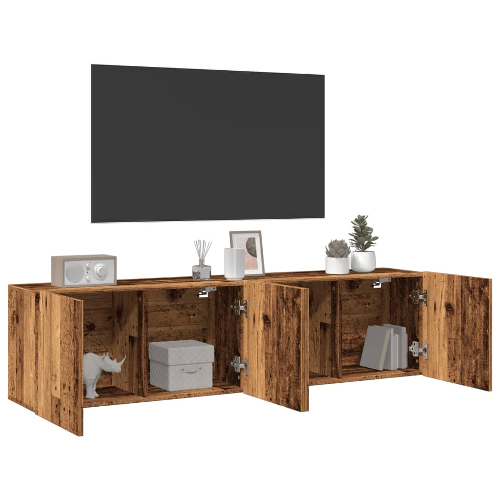 vidaXL Ścienne szafki TV, 2 szt., stare drewno, 80x30x41 cm