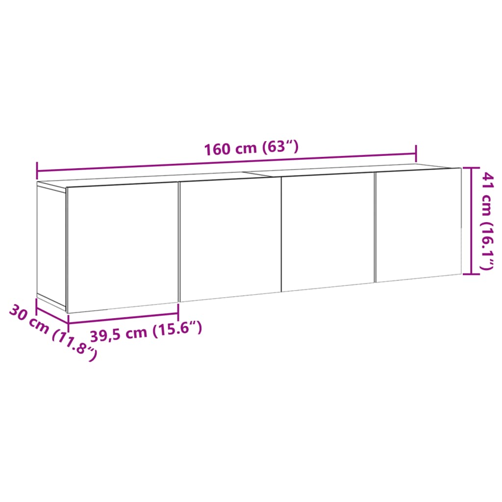 vidaXL Ścienne szafki TV, 2 szt., stare drewno, 80x30x41 cm